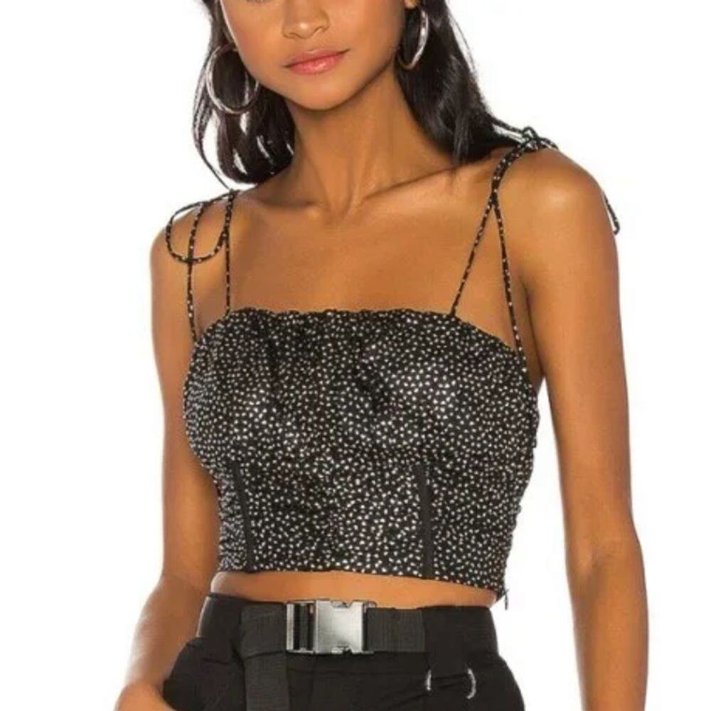 h:ours Ellen Top in Black Metallic